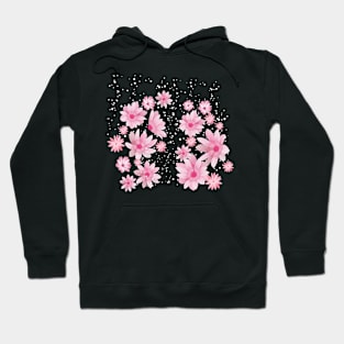 Cherry Blossoms In Snow_Pink Background Hoodie